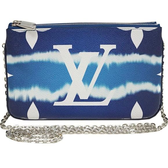 Louis Vuitton Pouch Shoulder Bag Escale Pochette Double Zip Monogram Giant Blue - Picture 1 of 9